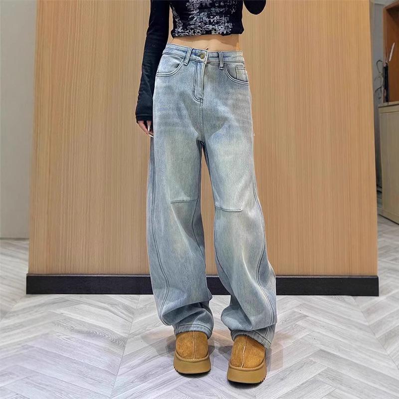 

2025 Spring Women s Slimming Wide-Leg Retro Scimitar Jeans XL