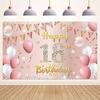 Decorazione per il 18° Compleanno Stendardo di Sfondo Oro Rosa Decorazione per Feste Sfondo Fotografico per Interni ed Esterni