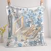 [Flower dill fireworks pattern] Handmade hemming 111% silk silk scarf Women's middle square scarf 61cm versatile tube top silk scarf