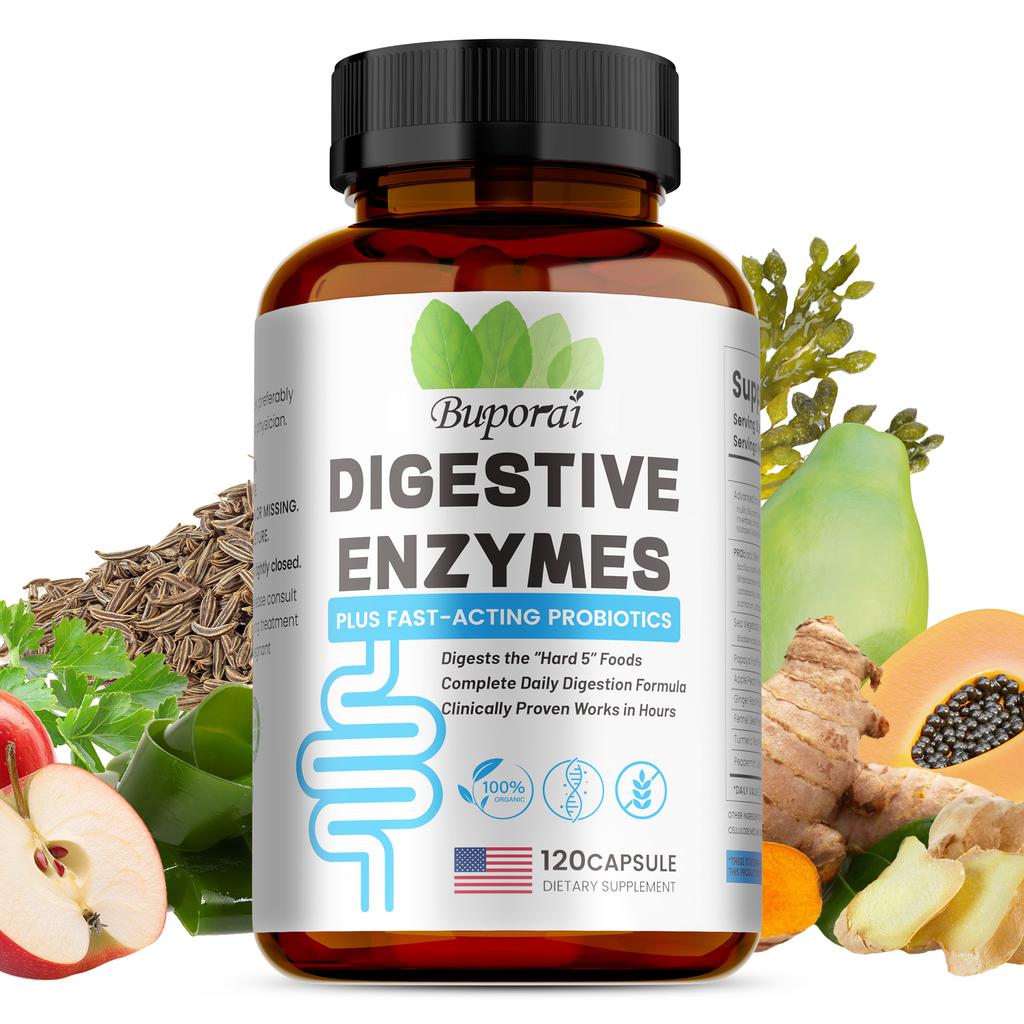 Complex Enzyme Digestive Supplement, Containing Probiotics and Prebiotics, Promotes Gut Health, Relieves Bloating, Suitable for Both Men and Women.