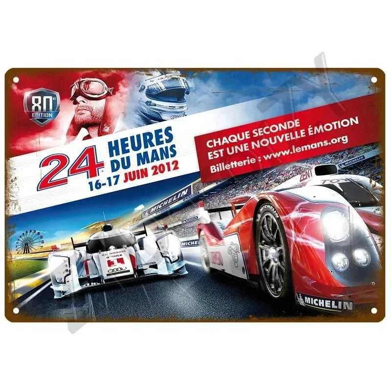 24H Lemans Racing Competition In 1999 Metal Tin Logo Decoration Retro Wall Panel Poster Ic Tinplate Plaid Garage Bar Decoration