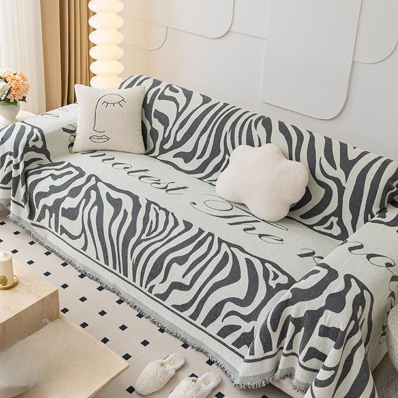 Zebra Pattern Chenille Sofa Cover Cloth Four Seasons Universal One-Piece Sofa Cushion