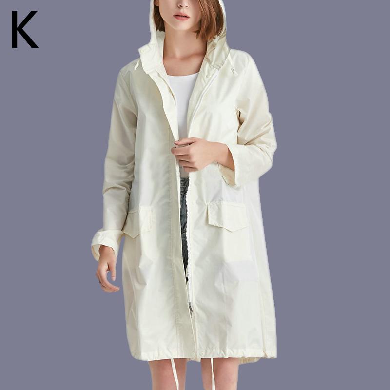 Dámská nepromokavá bunda pláštěnky pro volný čas Outdoorová móda s kapucí, unisex dlouhý kabát