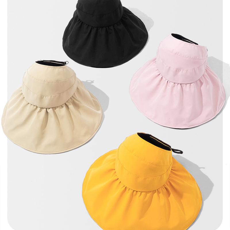 Summer Anti UV Sunscreen Bucket Hats For Women Empty Top Wide Brim Sun Hat Outdoor Beach Girl Lady Sun Protection Cap