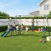 5-in-1 Swing Set with Slide Height-Adjustable Swing Frame with Nest Swing 382x196x203 cm Multicolor