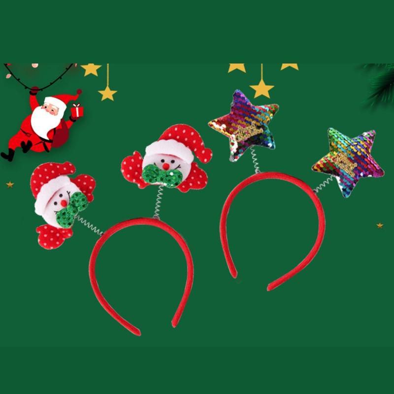 Santa Claus Headband Elk Hair Hoop Elastic Xmas Tree Headbands Christmas Photo Prop for Creative Holiday Party Headpiece