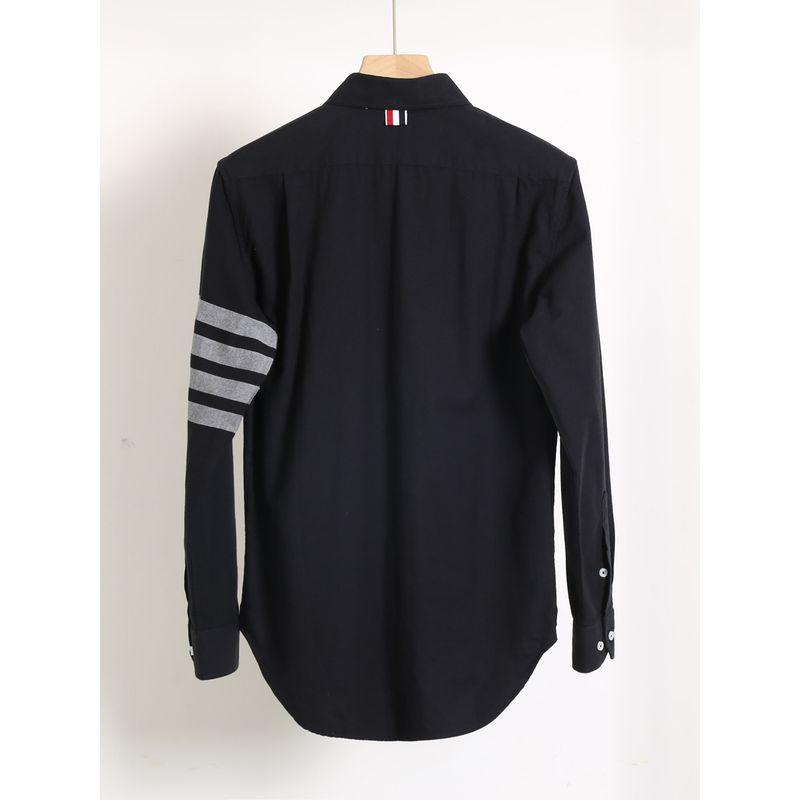Men's Spring and Autumn Pure Cotton Four-Stripe Hooded Versatile Long-Sleeve Couple's Matching Cardigan Shirt Trendy
