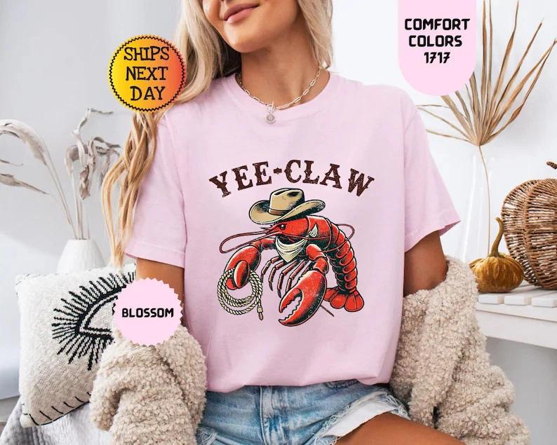 Футболка Comfort Colors с принтом Краб-Клешня: Футболка с мемом Ковбойский краб 4XL