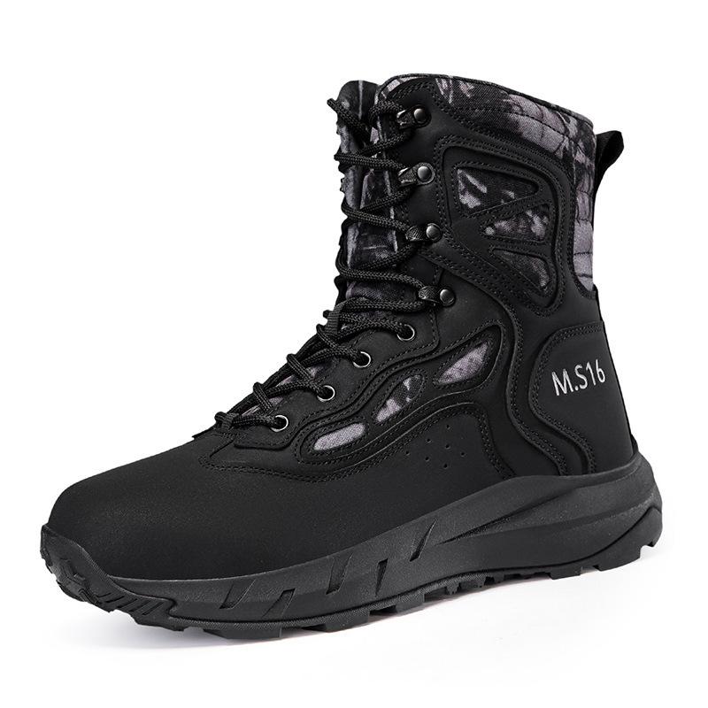 New combat boots side zipper summer ultra-light and wear-resistant outdoor hiking shoes high-top tactical desert boots