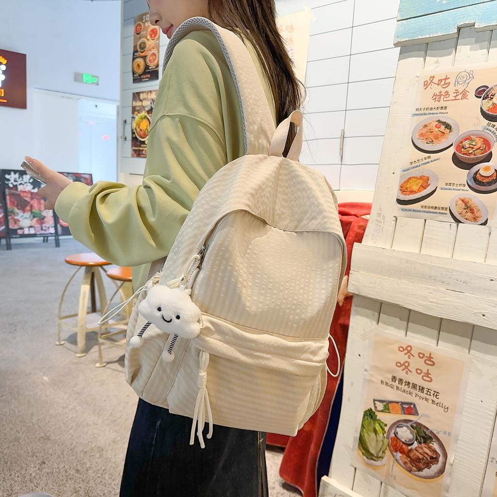 Schultasche Campus Schultasche Damen Koreanische Ausgabe ins Einfacher Karierter Rucksack Highschool-Schüler Große Kapazität Freizeit Reise Rucksack