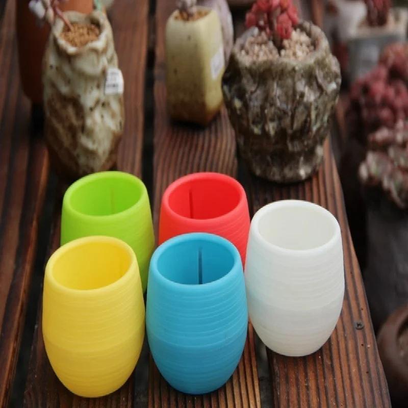 2Pcs Stone Pill Pot Reticulate Grass Pots Fleshy Plant Desktop Flower Pot Mini Flower Pot Plant Pots Random Color