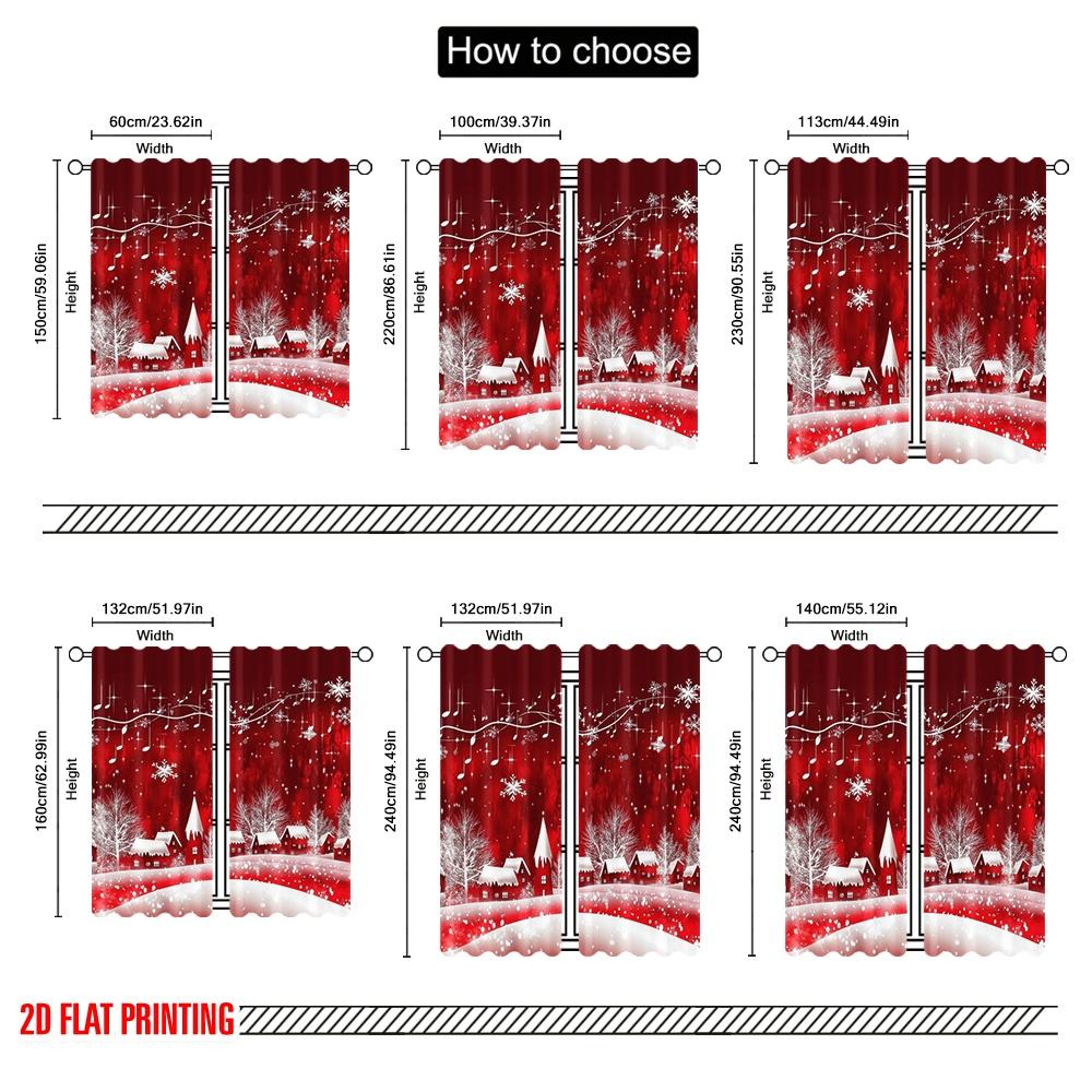 2pcs,2D Plane Printing Curtains&Window Treatment Winter Melody Polyester Fabric (without Rod) Decorations Inside Ldeal for