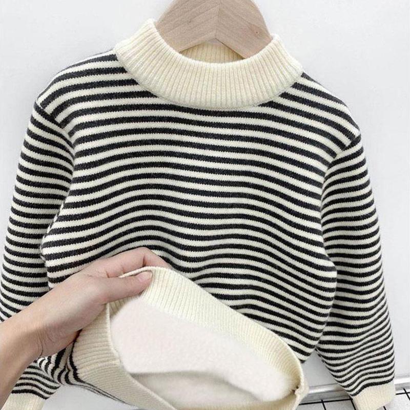 Детский свитер утолщенный осенне-зимний модный универсальный детский полосатый вязаный свитер детский топ 160