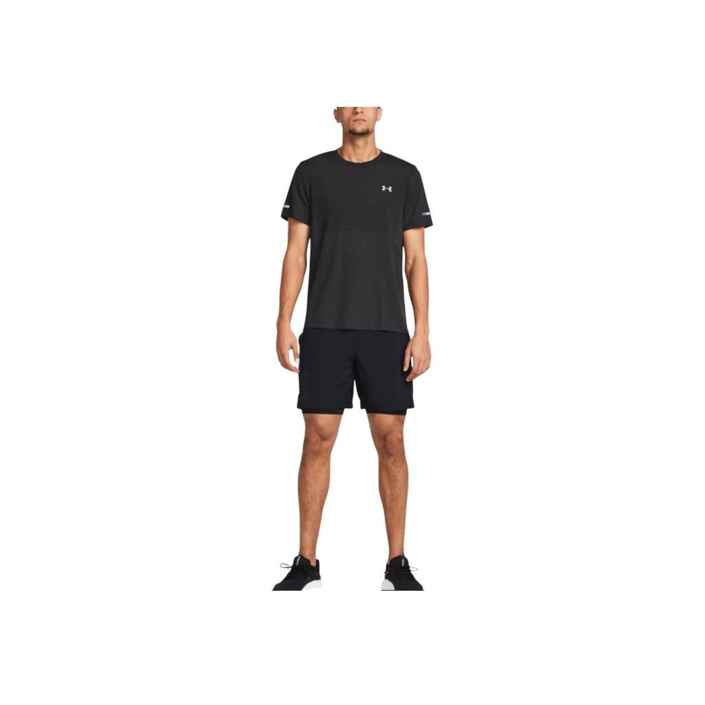Under Armour Logo Print Mid-Waist Quick-Dry Drawstring Casual Shorts Men Bottoms Black 1382641-001