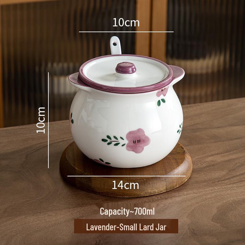 Japanese Ceramic Seasoning Jar with Lid and Spoon - Cute, High-Temperature Resistant Storage for Your Kitchen