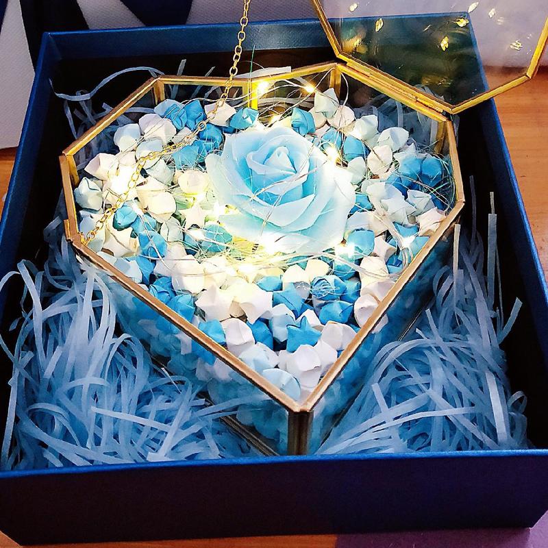 Modrá řada Origami Stars Dekorace Skládací papír Origami Paper Stars DIY Umělecké řemeslo Svatební party Domácí dekorace