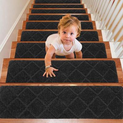 Non-Slip Self-Adhesive Stair Tread Mat - Water-Absorbing, Wear-Resistant, Embossed Carpet