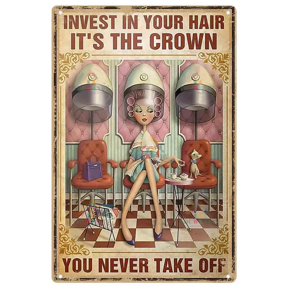 Vintage Kuaför Metal Teneke Tabelalar Kuaför Metal Posterleri Berber Dükkanı Güzellik Salonu Ev Kahve için