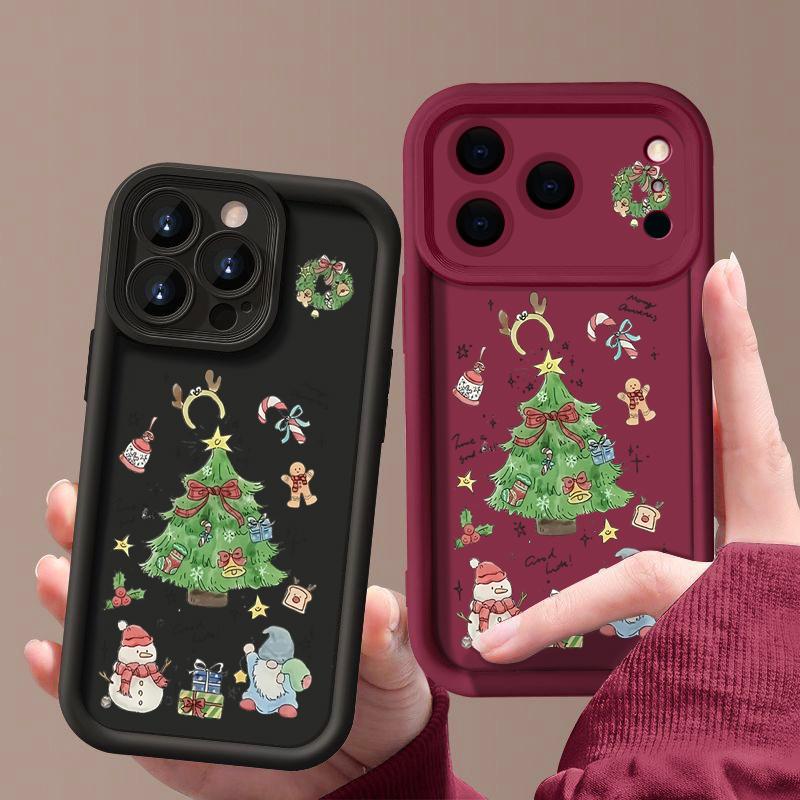 Christmas Tree TPU Phone Case For iPhone Air 16e 17 16 15 14 Pro Max 13 12 Pro 15 16 Plus Candy Color Silicone Soft Cover Fundas