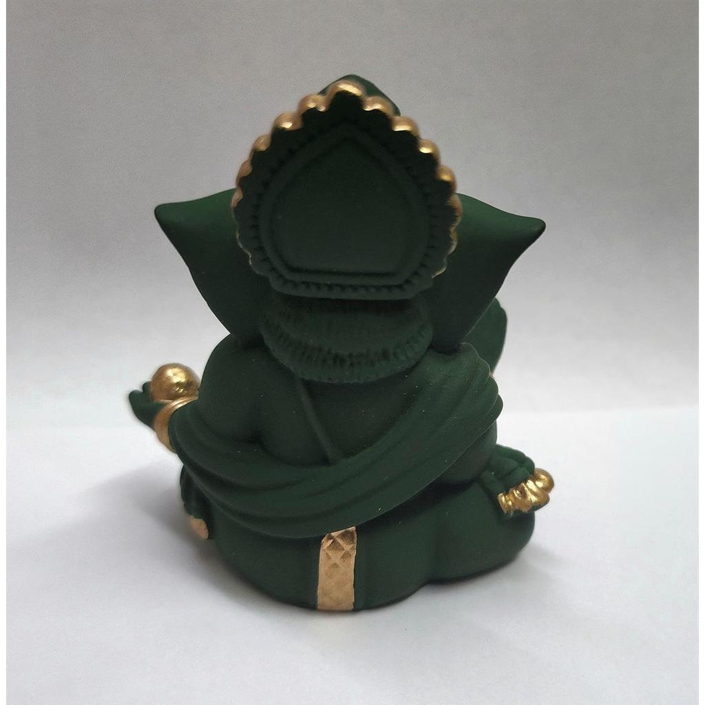 Gaddi Ganesha for Car Dashboard Home Decor Gifting Diwali Birthday Festivals (GADDITERRACOTTAGREEN)