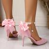Mode 2025 Sommer Neue Stiletto-Sandalen Damen Nische Knöchel Perlen Sanftes Temperament Baotou High Heels