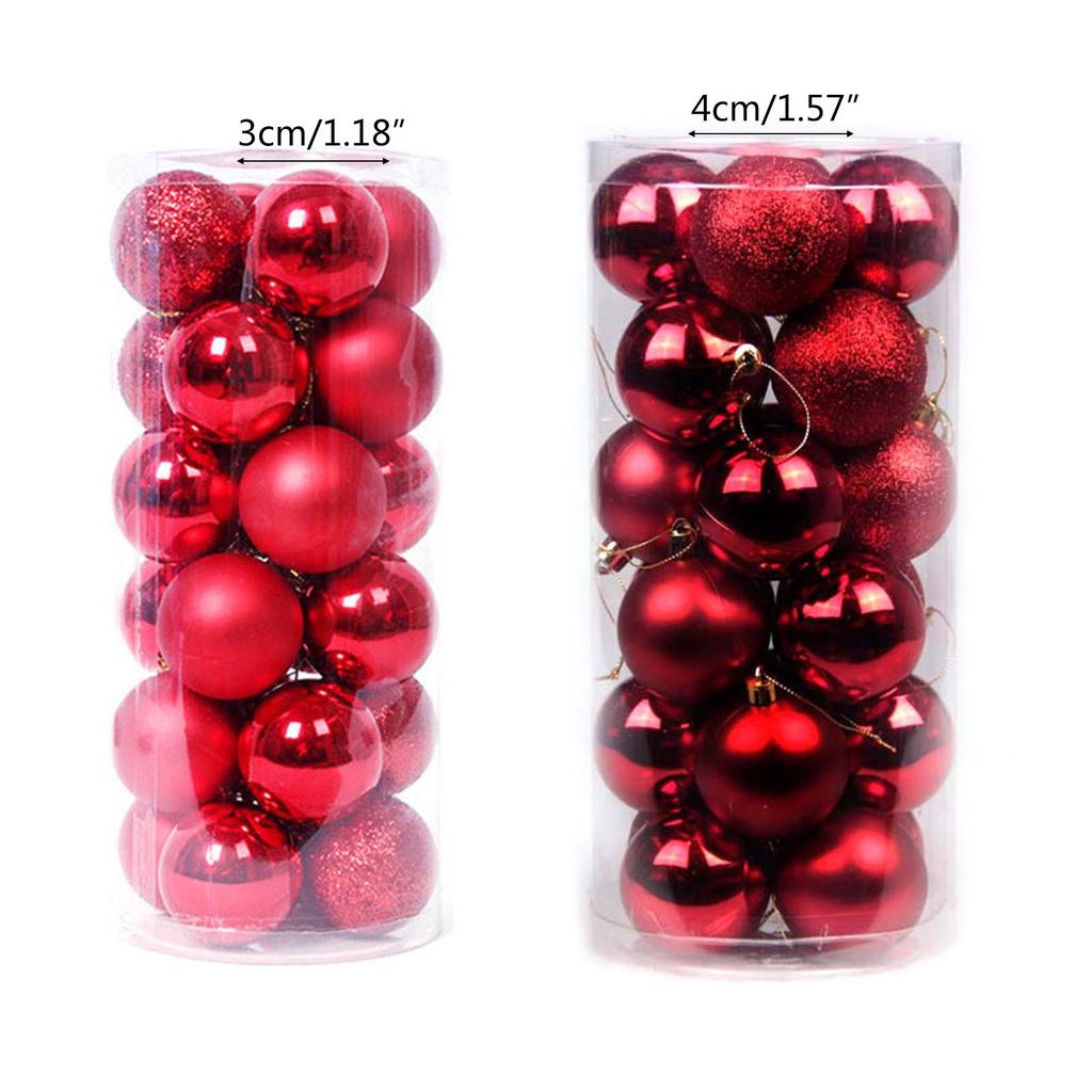 Decorative Christmas Tree Pendants 24pcs/box Glitter Powder Ball Pendant Ornament Christmas Baubles Balls Ornaments Gift