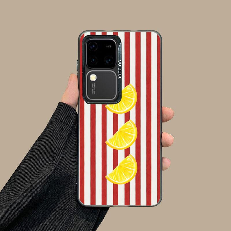 

Для Samsung Galaxy S25 S22 Ultra Plus S21 FE S24 S23 Ultra Plus FE Лазерный Чехол для Телефона Красно-Синяя Полоска Фрукты Лимон Вишня Чехлы Samsung S23