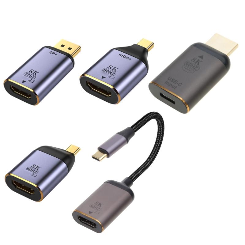 8K 60hz Type C Adapter USB C /DP/Mini DP to hdmi-compatible Converter for PC Computer TV Display Phone Cable