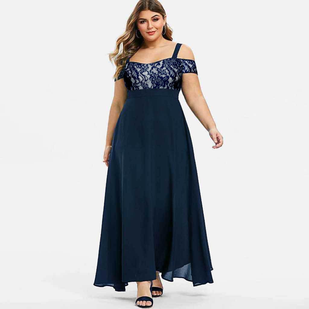 Cross-border New 2026 Amazon One-word Shoulder Lace Suspender Off-the-shoulder Dress Long Dress Evening Dress Large Size Women's Clothing