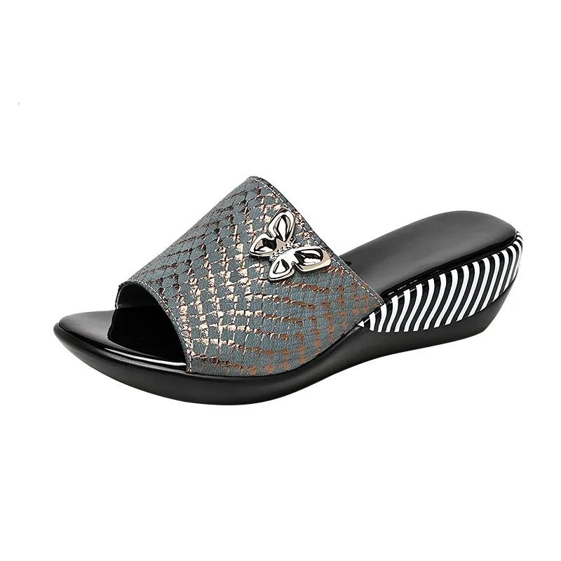 

Fashion GKTINOO 2025 Summer Platform Flip Flops Fashion Beach Shoes Woman Anti-slip Genuine Leather Sandals Women Slippers Shoe 11