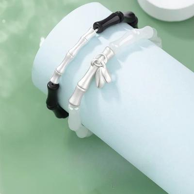 New Black Stone Bamboo Couple Bracelet Niche Premium Sense Tianshan Cuijie Gaosheng Bracelet