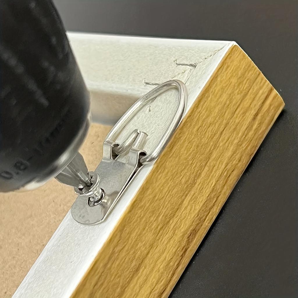 10pcs Metal D-Ring Picture Hangers with Screws - Durable Single Hole Hooks for Clocks, Paintings, Artwork, and Mirrors