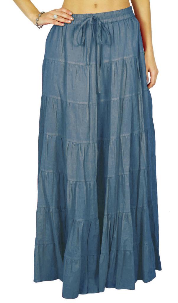 Phagun Damen Sommer Baumwolle Ziegelrot Rock Ethnisches Design Kordelzug Taille -