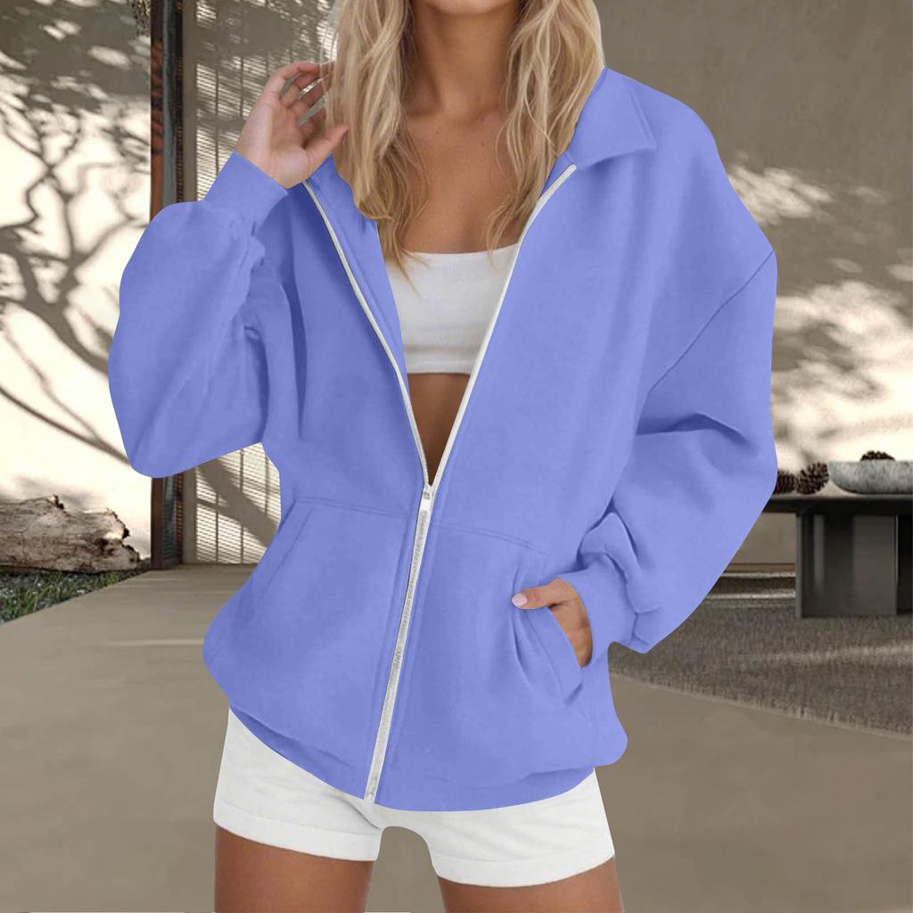 Women's Zip-Up Long Sleeve Sweatshirt Top