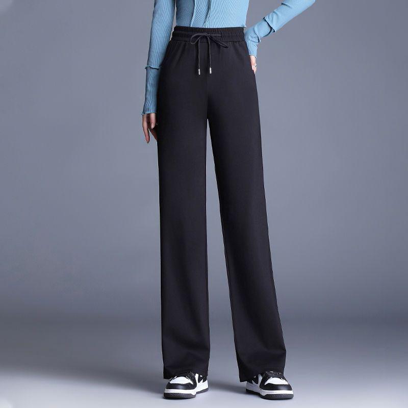 

Женские флисовые спортивные штаны из чистого хлопка: Осень/Зима, Большой размер, Высокая посадка, Эластичный, Свободный крой, Стройнящий, Широкие штанины, Прямые штанины. S (for 35-42.5 kg)