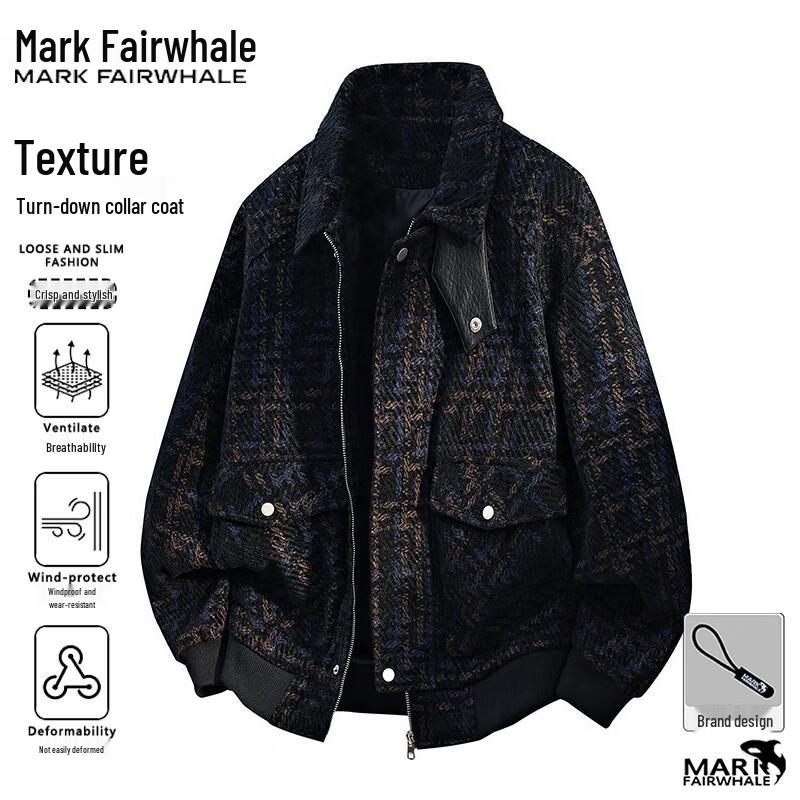 Mark Fairwhale Men's Casual Hooded Texture Jacket