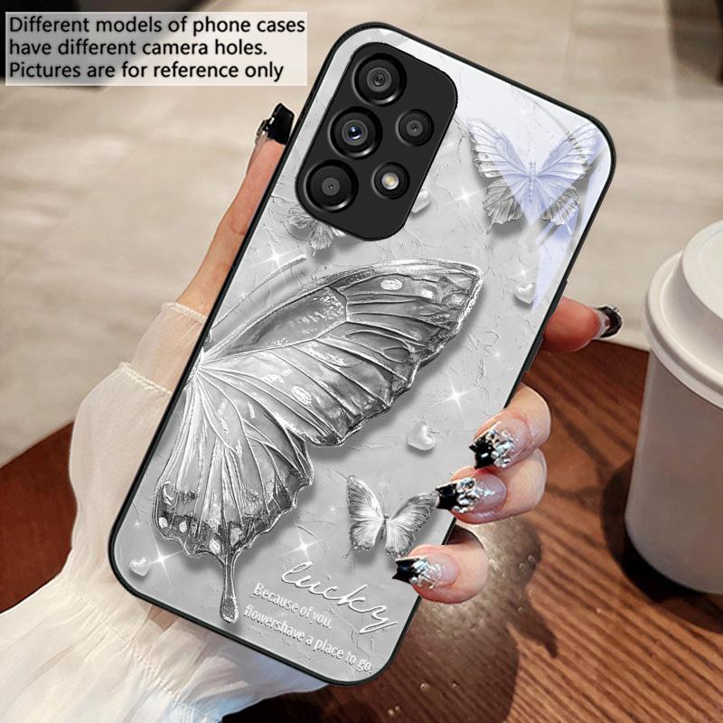 Gradient colored butterfly For Samsung Galaxy S10 4G S20 11E 30 S21 22 S24 Fe Pro S23 S25 Ultra 5G S9 Tempered Glass Phone Case