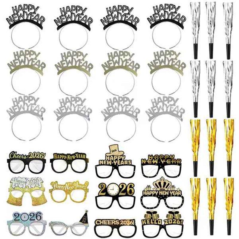 

Fresh NYE Photo Booth Props Accessories Gifts Wearables 36 PCS, Happy New Year Decorations Kit-New Years Party Supplies