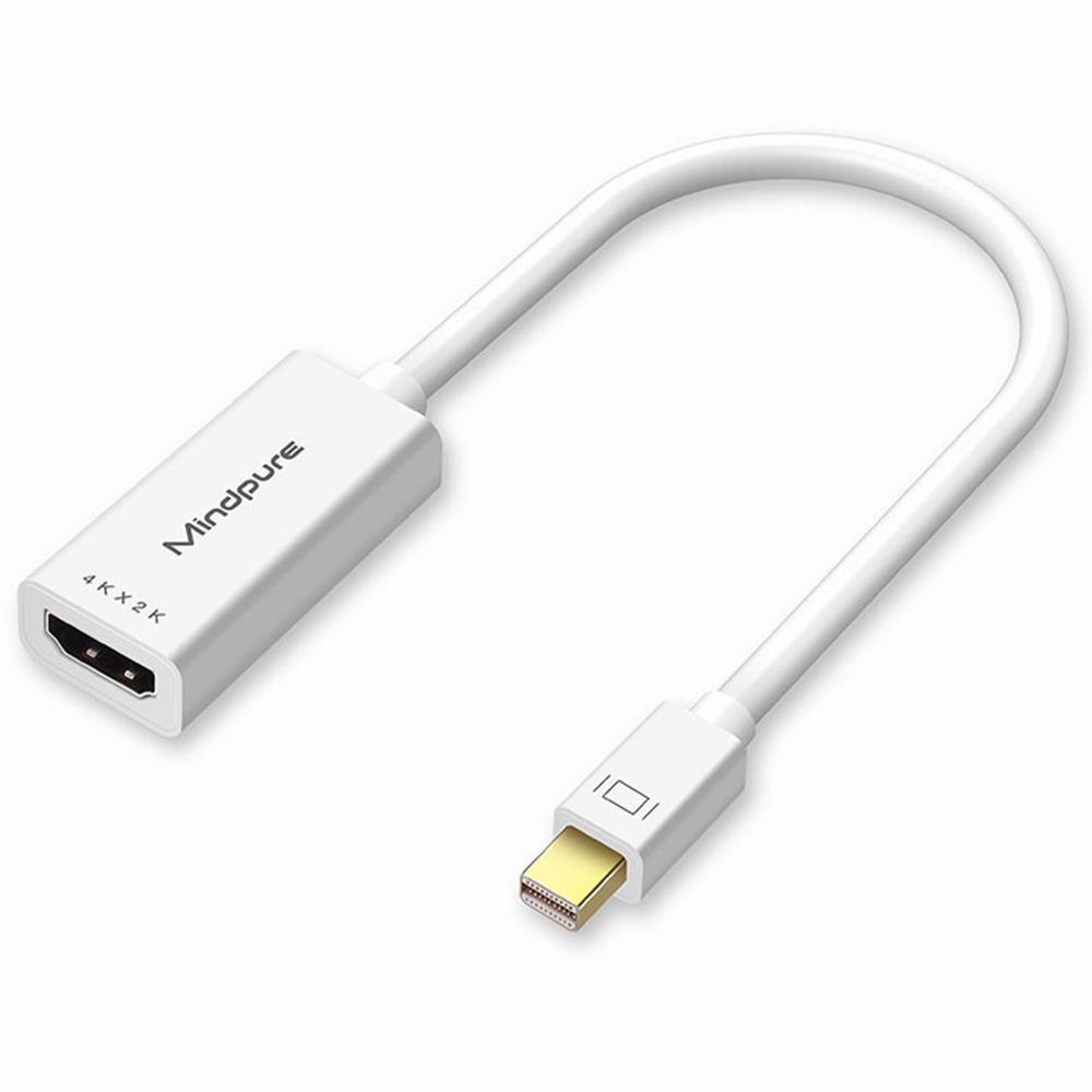 

MINDPURE AD007 Plug and Play 4K 30Hz Video Output Mini DP to HD Male to Female Adapter Cable White