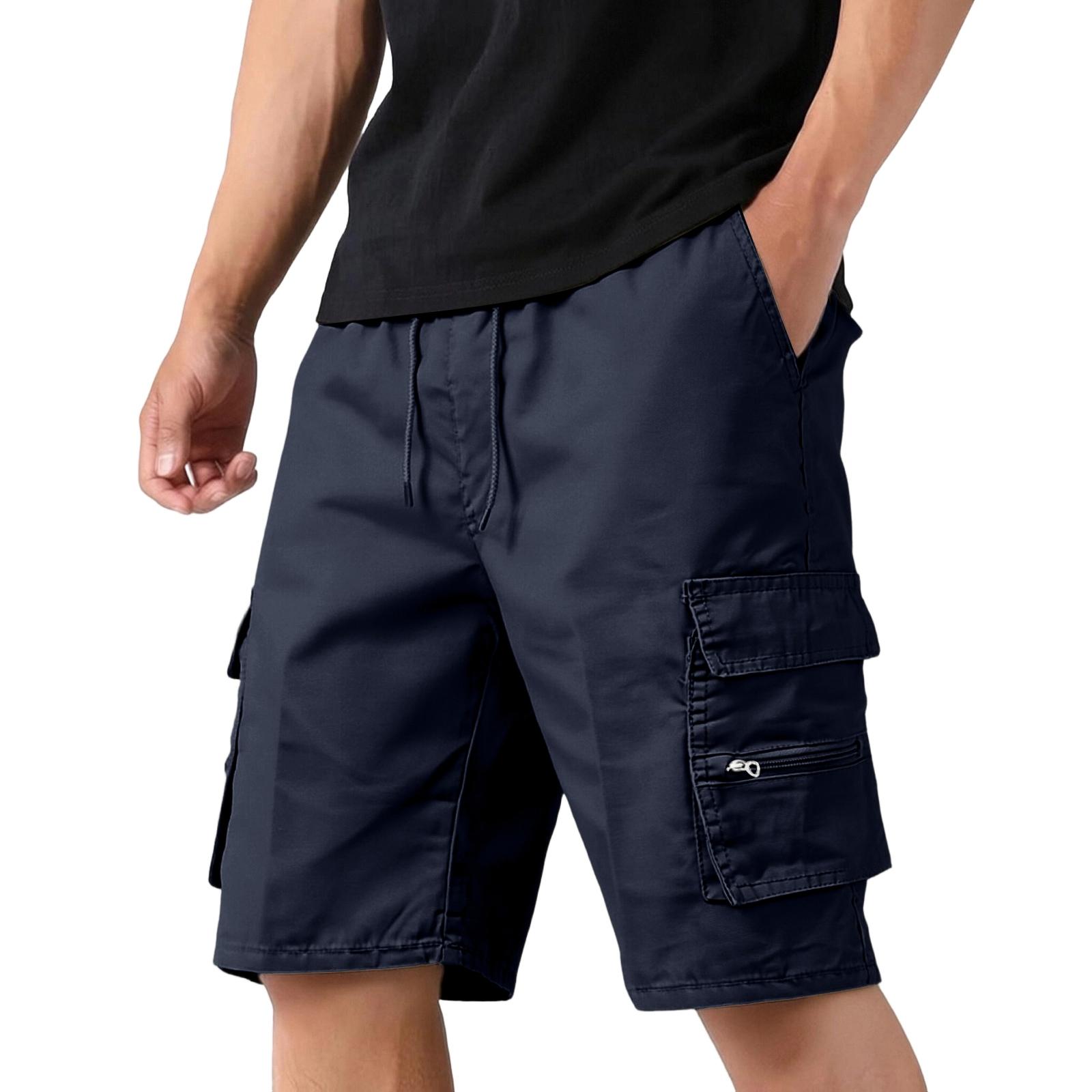 

Men s Casual Five-pocket Pants - Loose, Multi-pocket Outdoor Sports Shorts XL Темно-синій