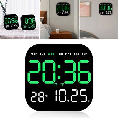 Electronic Digital Wall Clocks Temperature Date Week Dispaly Table Clock 12/24H Wall-mounted LED Alarm Clock Remote Control