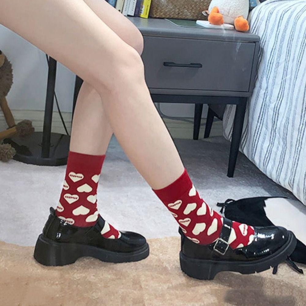 Valentine's Day Love Mid-Tube Socks Sweet Women Socks Casual Love Heart Socks  Gift