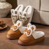 Cotton Slippers Thick-soled Cartoon Autumn and Winter Indoor Home Warm and Piled High-heeled Wool Slippers