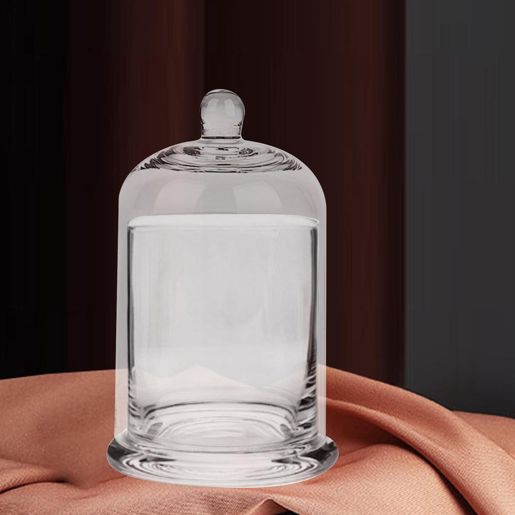 Cloche Glass Dome Candle Holder with Top Handle for Candy Nuts Aroma Stones
