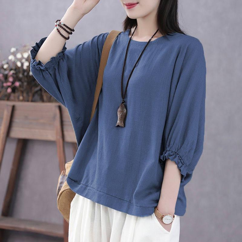 Retro Plus Size Women's Summer Batwing Sleeve Slimming Top