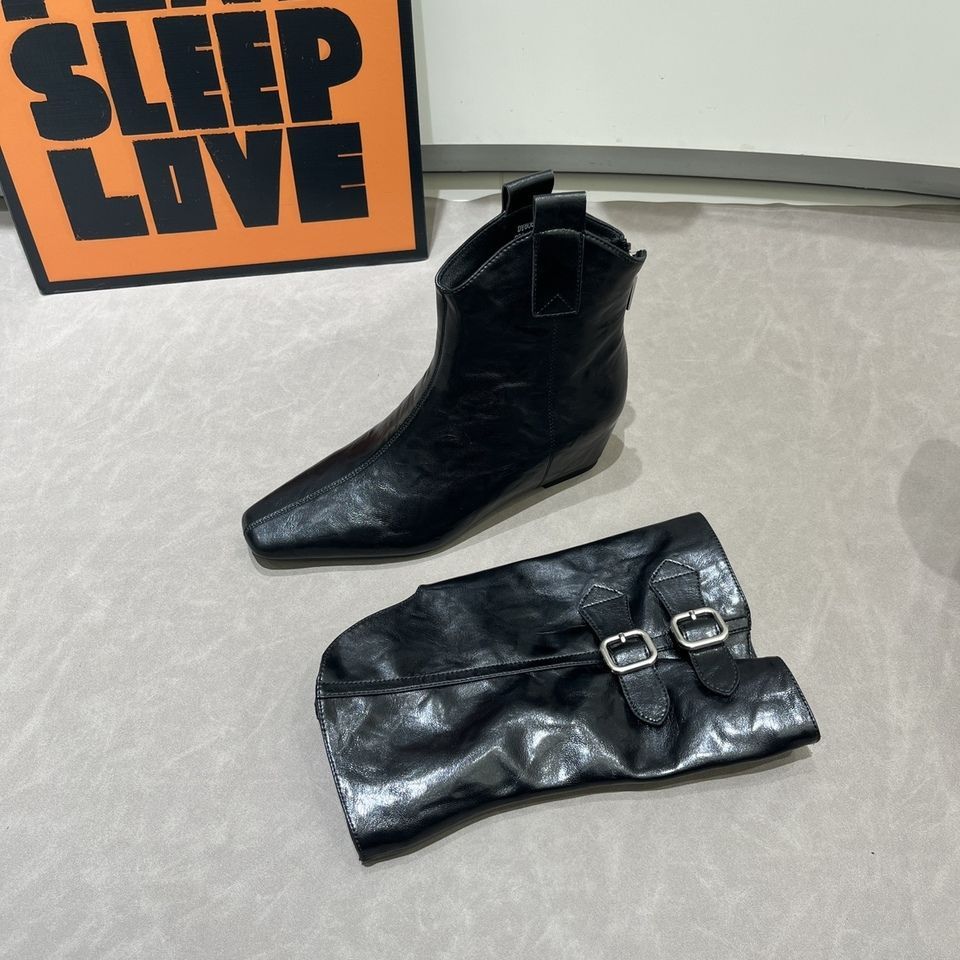 2025 autumn and winter new heightening stacking boots European and American style knight boots women's two wear removable sleeve short boots pointed