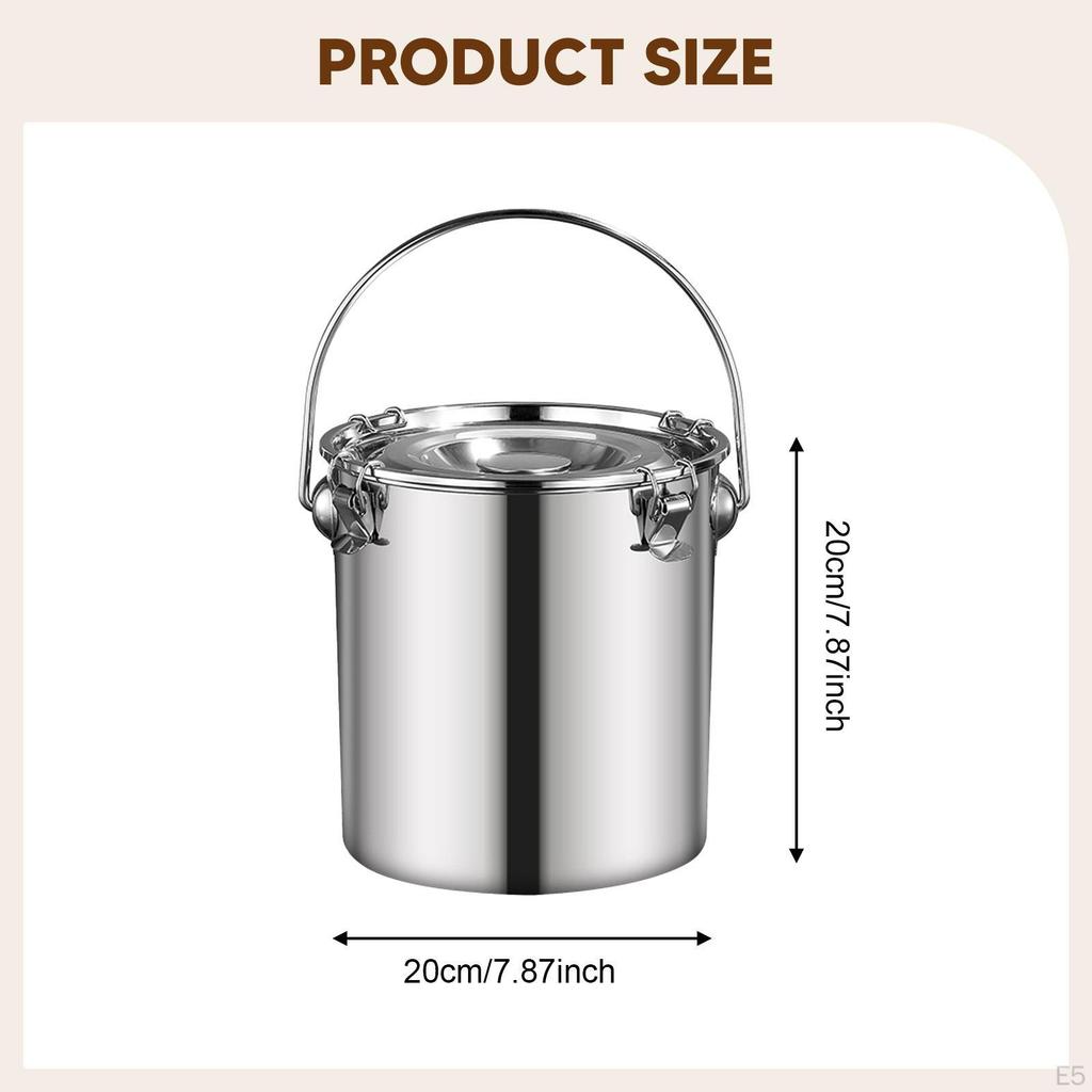 Multi-purpose Stainless Steel Sealed Bucket Transport Container with Lid, Practical Food Bucket,