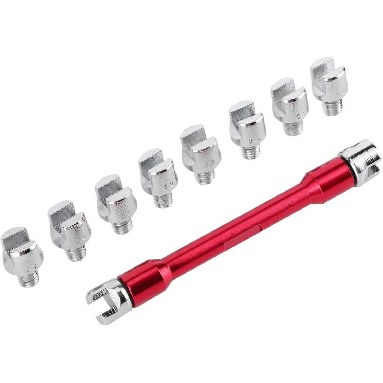 Motorcycle Spoke Wrench Set, CNC 5.0-6.8mm, 93mm/3.7in for Most Bikes(Red)
