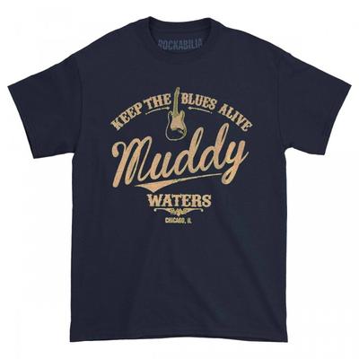 Muddy Waters Üniseks Yetişkin Keep The Blues Alive Pamuklu Tişört