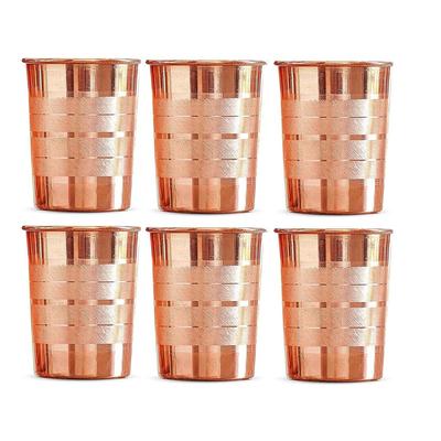 Pure Copper Tumbler 300ml | Ayurvedic Drinking Glass for Water | Handcrafted Copper Utensil for Daily Use – 6Pcs Set